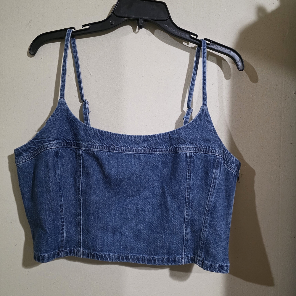 Levis Denim Crop Cami Tank Top - Blue New Size Xl